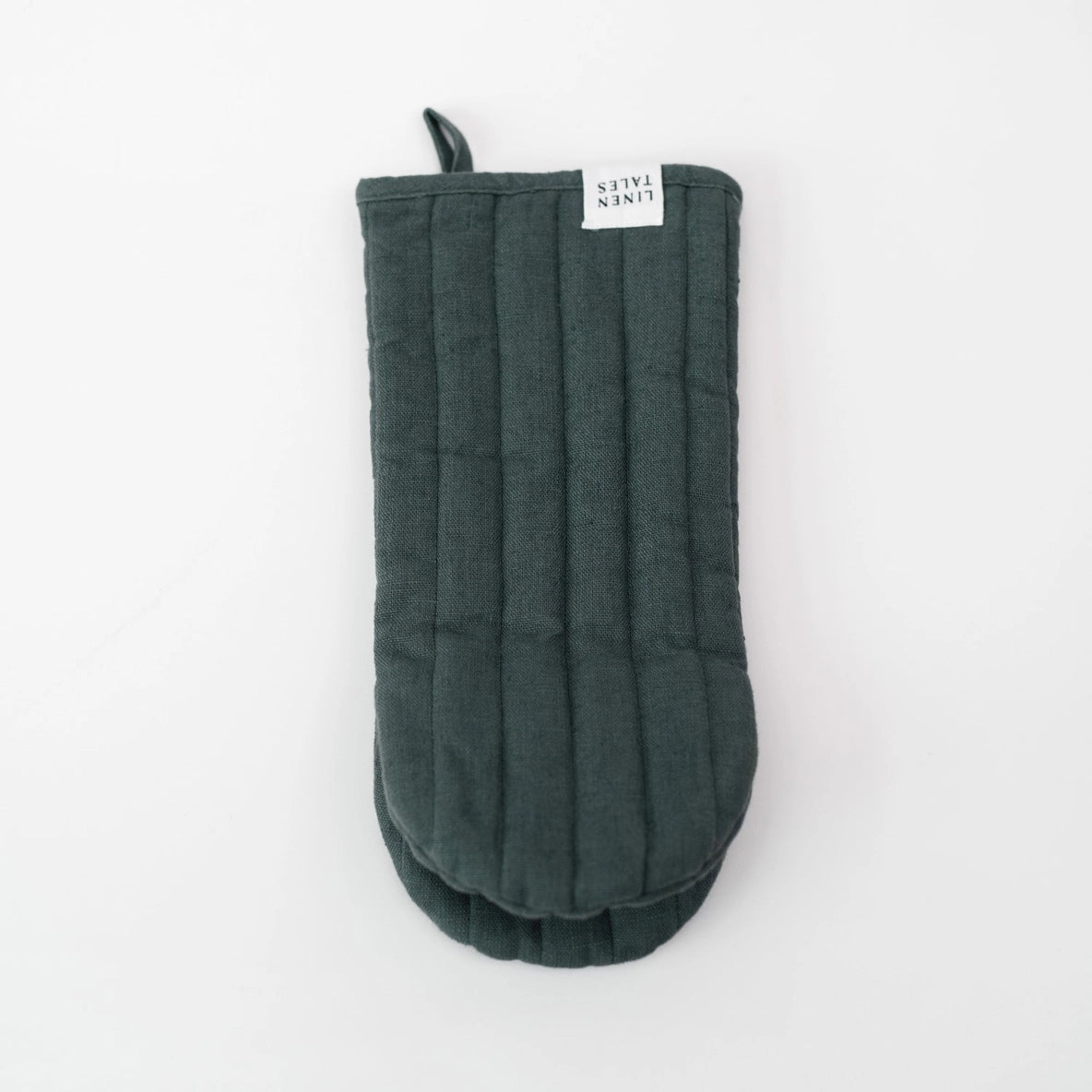 Forest Green Linen Oven Mitt