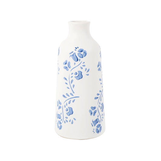 Blue Floral Print Ceramic Vase