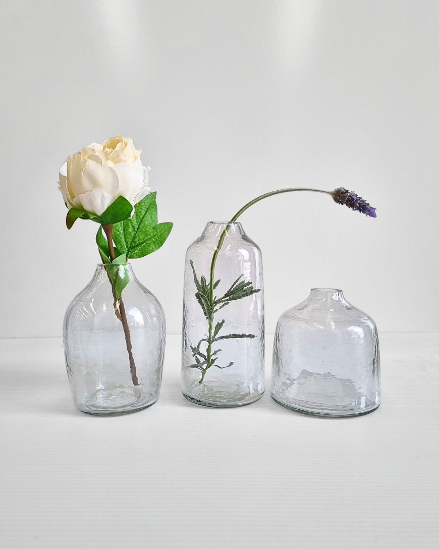 Haley Handblown Hammered Bud Vase