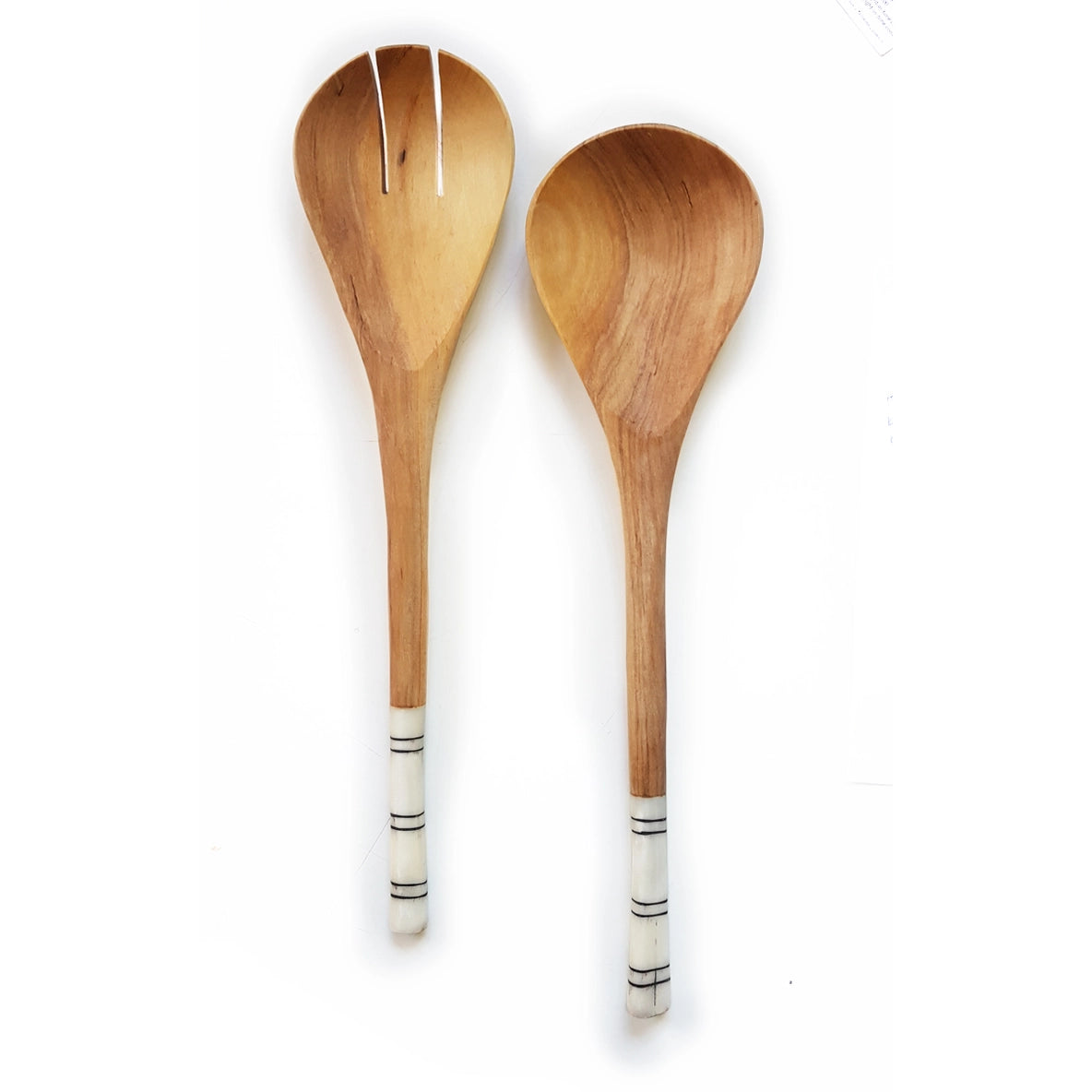 Striped Olive Wood Salad Servers