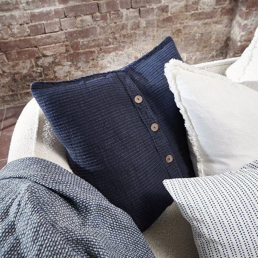 Navy Buttoned Cushion Cover