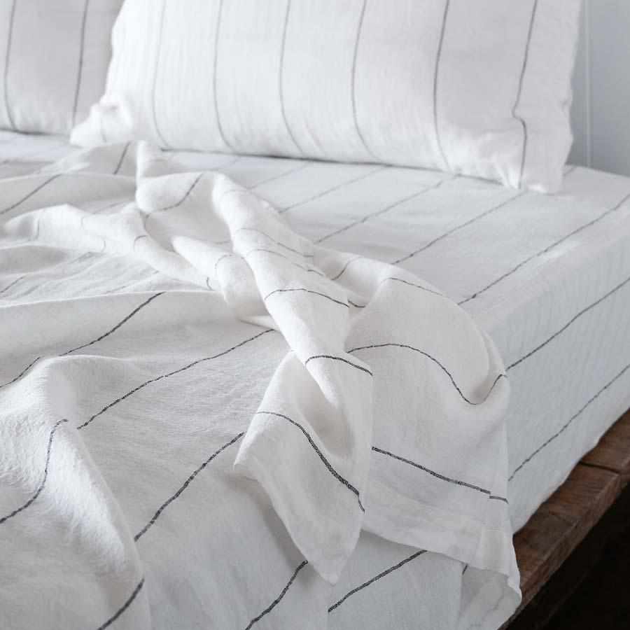 French Linen Striped Carter Fitted Sheet