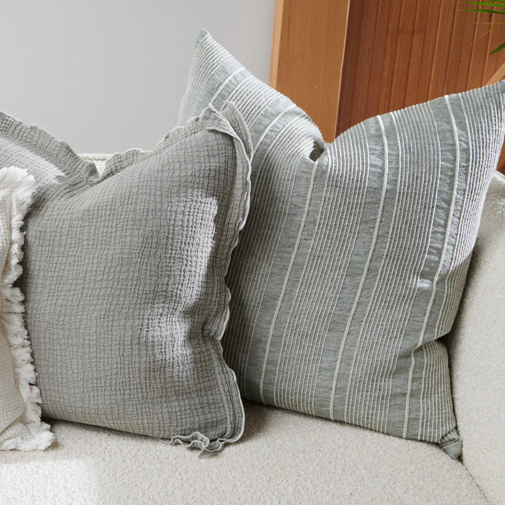 Pistachio Off White Stripe Cushion Cover