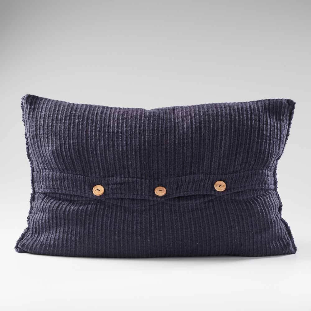 Navy Buttoned Cushion Cover