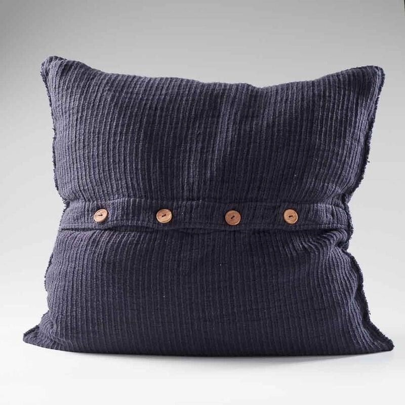 Navy Buttoned Cushion Cover