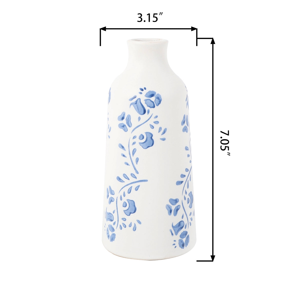 Blue Floral Print Ceramic Vase